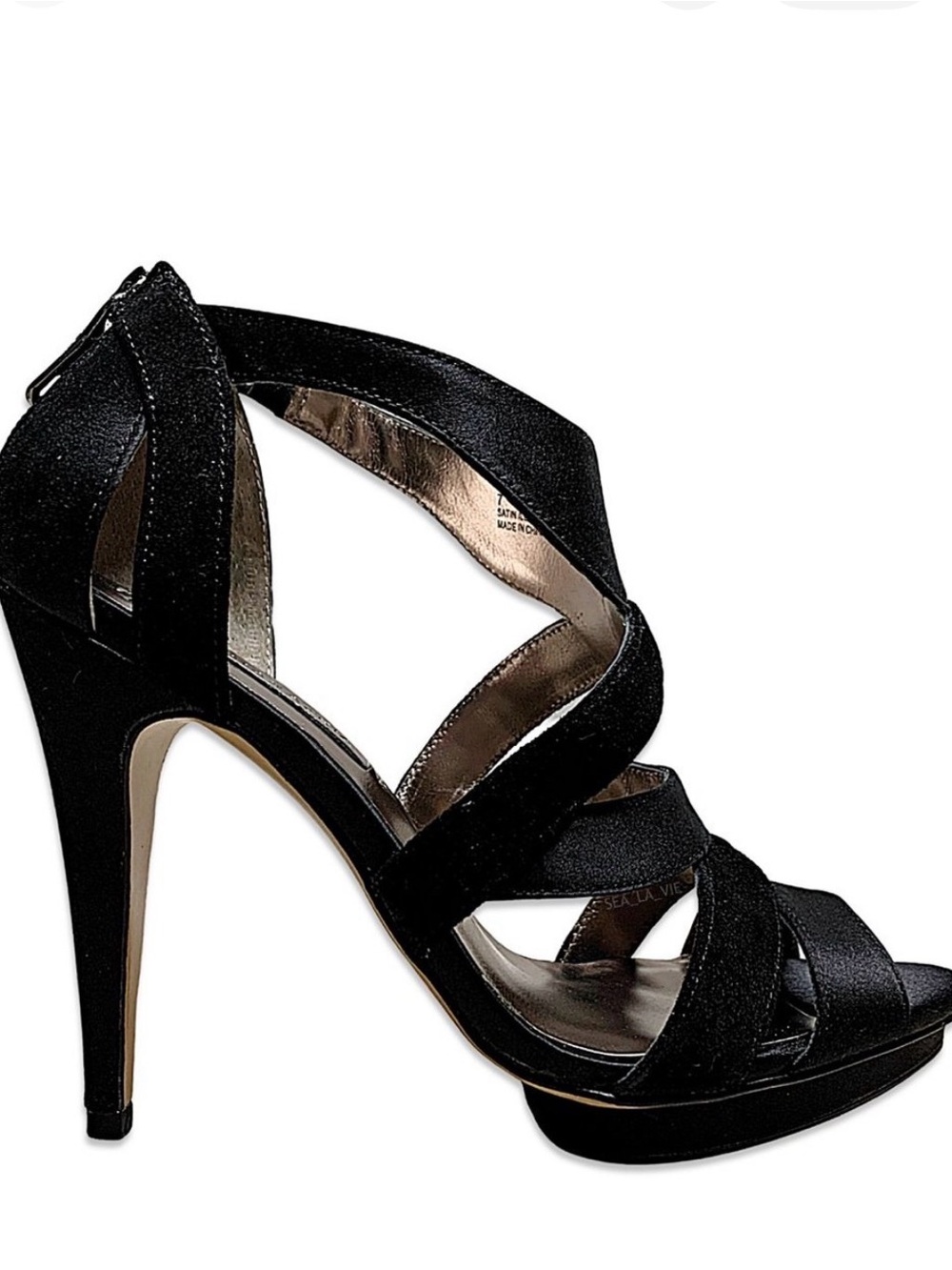 BCBGMaxAzria Black Strappy Crisscross Stiletto Sandals